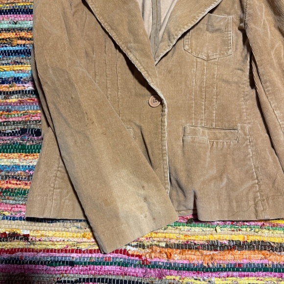 Vintage Y2K Tan Corduroy Ribbed Blazer Jacket – Best Fits Medium - Picture 3 of 5
